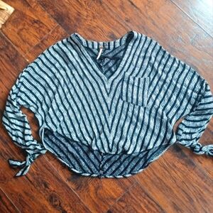 Free People Sustainable Rayon Long Sleeve Flowy Hi-lo Blouse